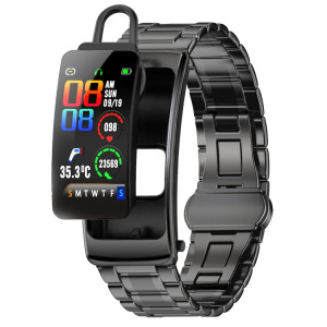 K20 1,14 pouces bande d'acier écouteur détachable vie étanche montre intelligente prise en charge Bluetooth appel (noir) SH601A1299-20
