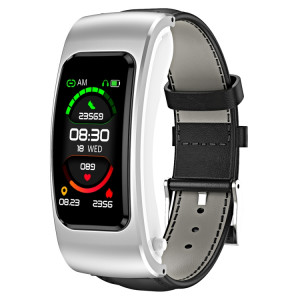K60 1,08 pouces bande de cuir écouteur détachable vie étanche montre intelligente prise en charge Bluetooth appel (noir argent) SH001C631-20