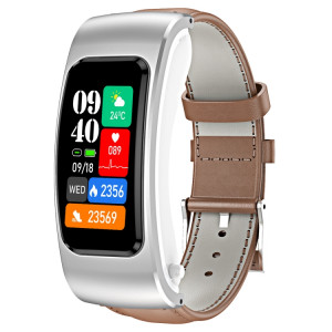 K60 1,08 pouces bande de cuir écouteur détachable vie étanche montre intelligente prise en charge Bluetooth appel (marron argent) SH001D1407-20