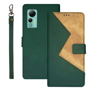 Pour Ulefone Note 14 idewei Étui de téléphone en cuir épissé bicolore (vert) SI908D1058-20