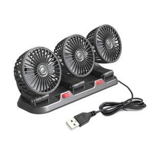 F4310 Ventilateur à trois têtes de voiture réglable rotatif à 360 degrés, style : 5 V USB universel SH08011572-20
