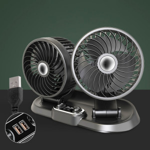 F622U Ventilateur de refroidissement électrique à double tête rotative et pliable pour voiture avec double port de charge USB, style : USB universel SH1501376-20
