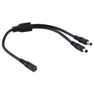 5,5 x 2,1 mm 1 à 2 prise femelle à mâle Adaptateur de répartiteur d'alimentation CC Câble d'alimentation, longueur du câble: 70 cm (noir) SH802A595-20