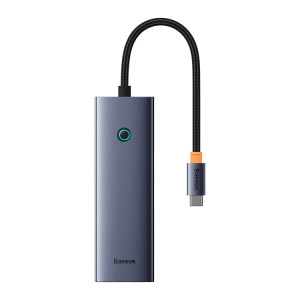 Adaptateur Baseus Flite Series 4 en 1 USB-C / Type-C vers USB 3.0x3 + HUB RJ45, longueur du câble : 23 cm (gris sidéral) SB201A1924-20