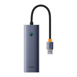 Adaptateur Baseus Flite Series 4 en 1 USB-A vers USB 3.0x3 + RJ45 HUB (Gris sidéral) SB401A258-20