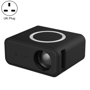 Le mini projecteur LCD T300S 320 x 240 24 lumens ANSI prend en charge le même écran filaire et sans fil, spécification : prise britannique (noir). SH203A370-20