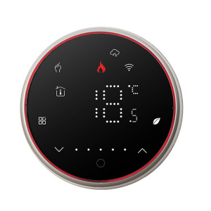 BHT-6001GBLW 95-240V AC 16A Thermostat rond intelligent Chauffage électrique LED Thermostat avec WiFi (Noir) SH401A146-20