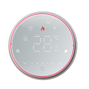 BHT-6001GBLW 95-240V AC 16A Thermostat rond intelligent Chauffage électrique LED Thermostat avec WiFi (Blanc) SH401B449-20