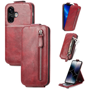 Pour Ulefone Note 16 Pro Zipper Wallet Étui de téléphone en cuir à rabat vertical (rouge) SH201C1020-20