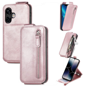 Pour Ulefone Note 16 Pro Zipper Wallet Étui de téléphone en cuir à rabat vertical (or rose) SH201D1989-20