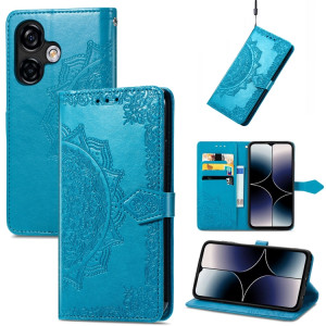 Pour Ulefone Note 16 Pro Mandala Flower Housse de téléphone en cuir gaufré (Bleu) SH501D1875-20
