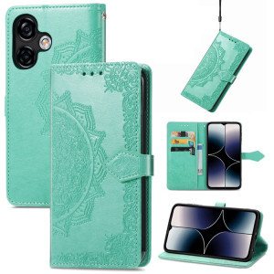 Pour Ulefone Note 16 Pro Étui de téléphone en cuir gaufré fleur de mandala (vert) SH501F1246-20