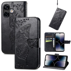Pour Ulefone Note 16 Pro Butterfly Love Flower Étui de téléphone en cuir gaufré (Noir) SH201B980-20