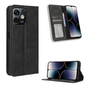 Pour Ulefone Note 16 Pro Boucle Magnétique Rétro Texture Étui de Téléphone en Cuir (Noir) SH501A1394-20