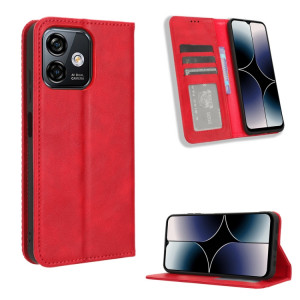 Pour Ulefone Note 16 Pro Boucle Magnétique Texture Rétro Étui de Téléphone en Cuir (Rouge) SH501B1694-20