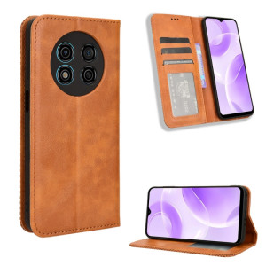 Pour Ulefone Note 15 Étui de téléphone en cuir à texture rétro avec boucle magnétique (marron) SH502D1098-20
