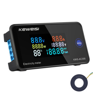 Voltmètre de courant numérique KWS-AC300-100A 50-300V AC avec transformateur fermé (noir) SH301A580-20