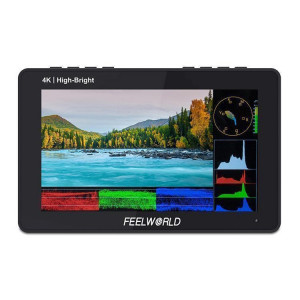 FEELWORLD F5 ProX 5,5 pouces 1600nit écran tactile haute luminosité DSLR caméra moniteur de terrain 4K HDMI F970 Kit d'installation et d'alimentation (noir) SF701A1370-20