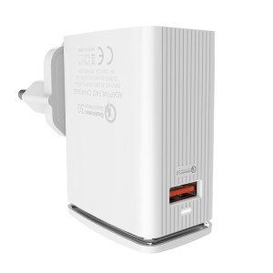 LDNIO A1301Q 2 en 1 18W QC3.0 Interface USB chargeur de voyage chargeur de téléphone portable avec câble de données type-c / USB-c, prise ue SL1702152-20