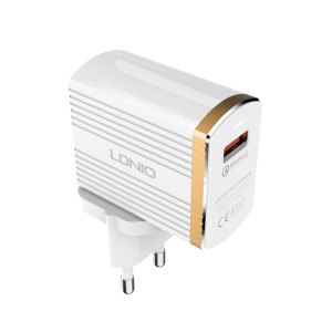 LDNIO A1302Q 2 en 1 18W QC3.0 Interface USB grille forme chargeur de voyage chargeur de téléphone portable avec câble de données Micro USB, prise ue SL19021573-20