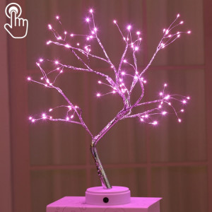 108 LED lampe de table arbre fil de cuivre décoration créative veilleuse à commande tactile (lumière rose) SH4003324-20