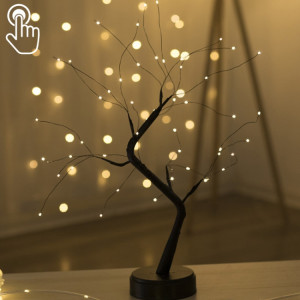 48 LED lampe de table en fil de cuivre arbre noir décoration créative contrôle tactile veilleuse (lumière blanche chaude) SH40071365-20