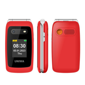 UNIWA V202T 4G Flip Style Phone, 2.4 inch Unisoc T107 Cat.1, SOS, FM, Dual SIM Cards, 21 Keys(Red) SU601C660-20