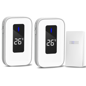 C303B une à deux maison sans fil sonnette température affichage numérique télécommande téléavertisseur âgé, prise ue (blanc) SH902B1376-20