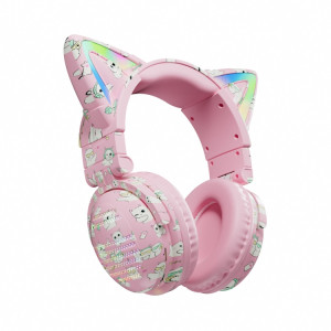 Écouteur Bluetooth sans fil VJ371 Tuya RGB Cat Ear avec microphone détachable (poudre de graffiti) SH001A405-20