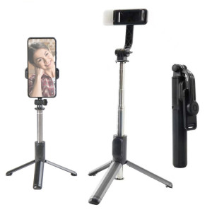 Q07 Bluetooth Selfie Stick multifonctionnel trépied de diffusion en direct avec lumière (noir) SH602A458-20