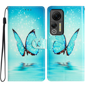 Pour Ulefone Note 14 Étui de téléphone en cuir à dessin coloré (Papillon bleu) SH301A1721-20