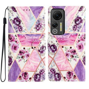 Pour Ulefone Note 14 Étui de téléphone en cuir à dessin coloré (marbre violet) SH301E158-20