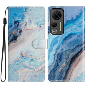Pour Ulefone Note 14 Étui de téléphone en cuir à dessin coloré (marbre bleu) SH301I1377-20