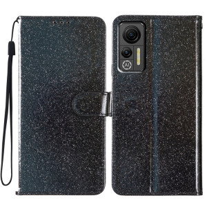 Pour Ulefone Note 14 Étui de téléphone en cuir à rabat en poudre scintillante (noir) SH901A1153-20