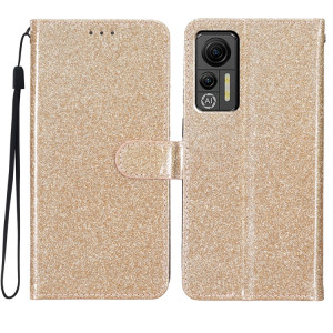 Pour Ulefone Note 14 Étui de téléphone en cuir à rabat en poudre scintillante (or) SH901C1682-20
