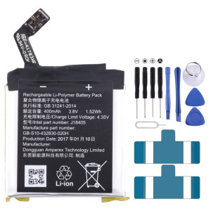 Batterie de remplacement pour montre intelligente Sony J18405, GB-S10-432830-010H, 400mAh SH6101464-20