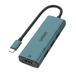 Onten UC126 Station d'accueil HUB multifonction 5 en 1 USB-C/Type-C vers Dual HDM I+ USB2.0 + PD3.0 SO2451960-20