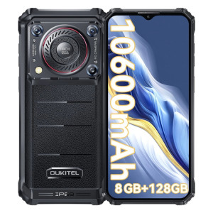  Oukitel WP36, 8 Go + 128 Go, IP68/IP69K, identification par empreinte digitale, 10600 mAh, 6,52 pouces MediaTek MT8788 Octa Core, NFC, OTG, réseau : 4G (noir) SO901A645-20
