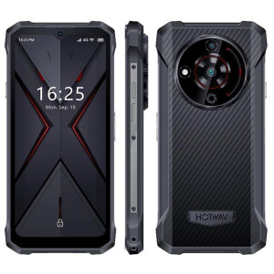  Téléphone robuste HOTWAV T7, 4 Go + 128 Go, 6280 mAh, 6,52 pouces Android 13 MT8788 Octa Core, réseau : 4G, OTG (tout noir) SH501B601-20