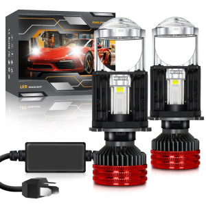 N5 1 paire H4 voiture Double Tube de cuivre LED lentille phare (couleur pistolet + rouge) SH301A552-20