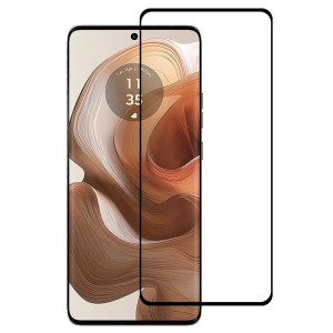 Pour Motorola Edge 50 Ultra Edge Glue 9H HD Film de verre trempé à bord incurvé 3D (noir) SH203A588-20