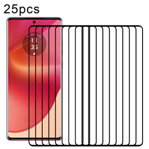 Pour Motorola Edge 50 Fusion 25pcs Edge Glue 9H HD 3D Film de verre trempé à bord incurvé (noir) SH301A451-20