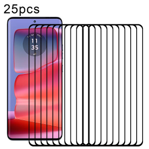 Pour Motorola Edge 50 Pro 25pcs Edge Glue 9H HD 3D Film de verre trempé à bord incurvé (noir) SH302A993-20