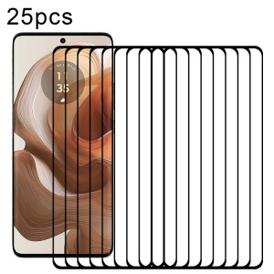 Pour Motorola Edge 50 Ultra 25pcs Edge Glue 9H HD 3D Film de verre trempé à bord incurvé (noir) SH303A985-20