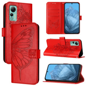 Pour Ulefone Note 14 Étui de téléphone en cuir papillon en relief (rouge) SH901G1131-20