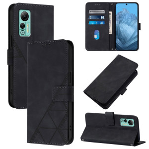Pour Ulefone Note 14 Étui à rabat en cuir gaufré 3D à bandoulière (noir) SH001A1840-20