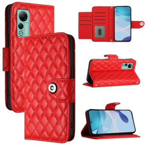 Étui à rabat en cuir à texture rhombique pour Ulefone Note 14 avec lanière (rouge) SH401A1900-20
