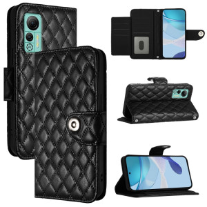 Pour Ulefone Note 14 Étui de téléphone en cuir à texture rhombique avec lanière (noir) SH401B684-20