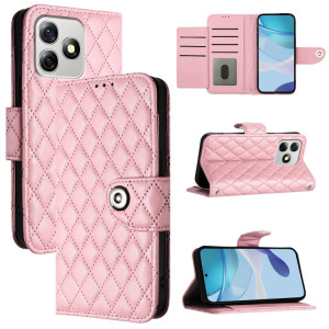 Pour Ulefone Note 18 Ultra Rhombic Texture Flip Leather Phone Case avec lanière (Rose) SH402F1737-20