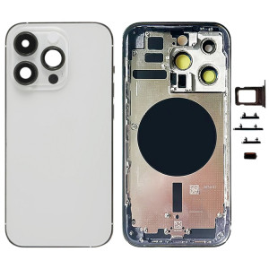 Pour iPhone 14 Pro Cache arrière de batterie avec touches latérales et plateau de carte, Version : Version chinoise (argent) SH802D1304-20